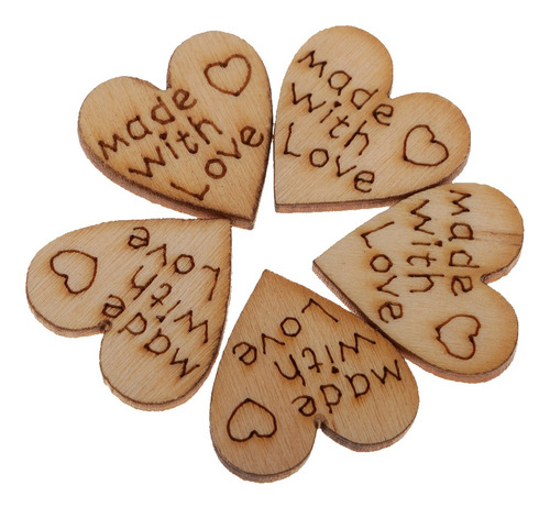 100 Unids De Madera Forma De Corazón De Amor Suitable Para