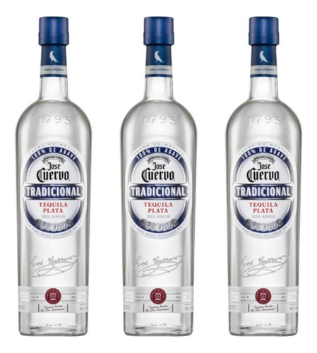 Paquete De 3 Tequila Jose Cuervo Tradicional Plata 950 Ml