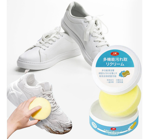 Crema Limpiadora Para Zapatos Blancos Especial Con Esponja,