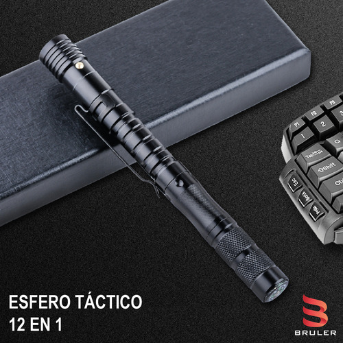 Esfero Táctico 12 En 1 Rompevidrio Multiherramienta Brújula