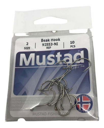 Anzuelo Mustad 92553 Ni N° 2 Paquete X10 Unidades