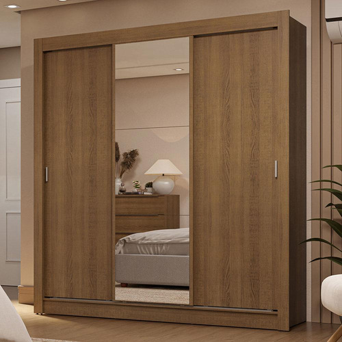 Ropero Closet Madesa 3 Puertas 1 Espejo Mm 01 Color Rustic