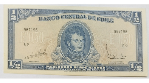 Billete Chile 1/2 Escudos 1964 Buen Estado