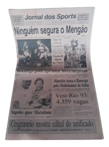 Jornal Dos Sports Flamengo 13 - 08 - 1992*