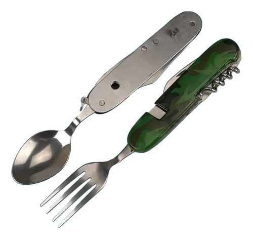 Navaja Multiusos Cuchara Tenedor Cuchillo Y 5 Funciones Mas