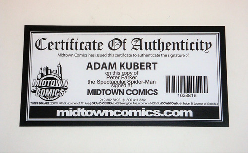 Spectacular Spider-man#1- Firmada X Adam Kubert C O A Ingles (Usado)
