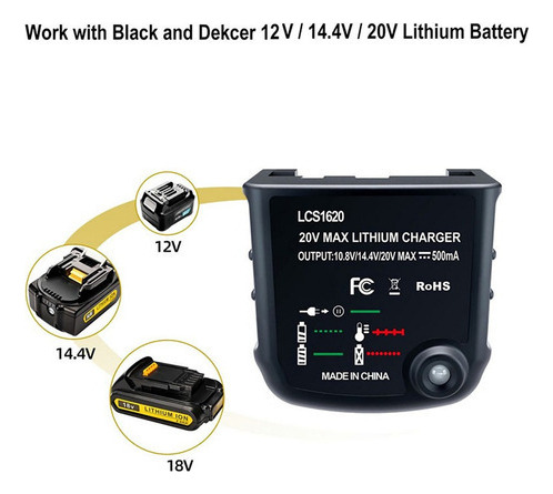 Cargador De Batería Para Black-decker 10.8v 14.4v 20v