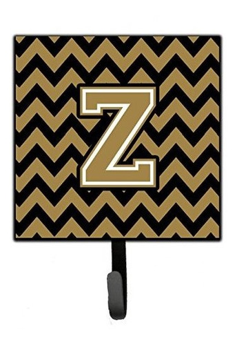 Caroline's Treasures Carta Z Chevron Negro Y Dorado Correa O