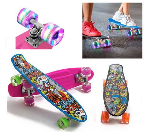 Skate Estilo Penny Patineta Infantil Pennyboards Con Luces 