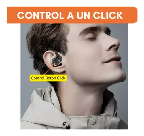 Auriculares Inalambricos Bluetooth Open Ear Deportivo C/ Mic Negro