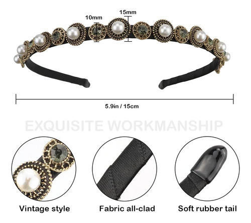 Paquete De 3 Diademas Finas Con Perlas Y Diamantes De