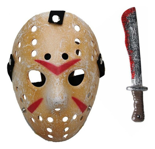 Máscara De Hockey Con Machete Jason Voorhees Mascarilla [u]