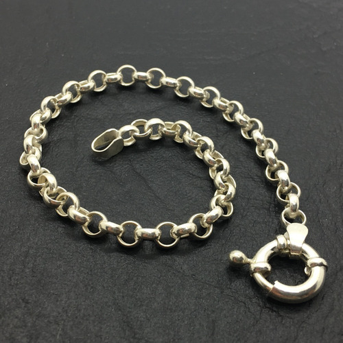 Pulsera Rolo Con Dije Nene Ó Nena Plata 925 Con Piedras Largo 19 Cm