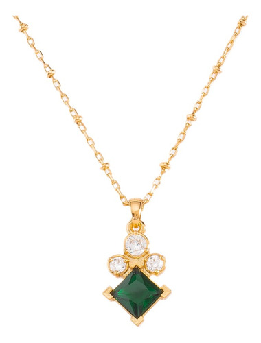Collar Cristal Verde Esmeralda Corona Elegante Diamante Nice