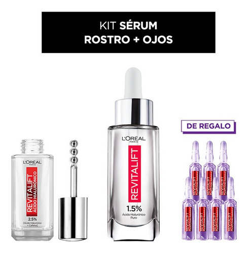 Kit Revitalift: Serum Ojos, Serum Rostro, Ampollas De Regalo Momento de aplicación Día/Noche Tipo de piel Todo tipo de piel