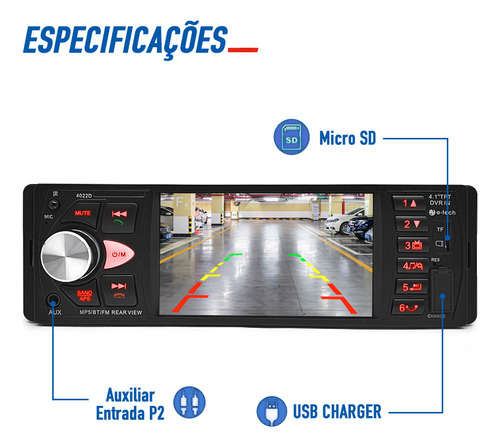 Rádio C/ Tela + Câmera 360° + Sensor Ré Grafite Corolla 2020