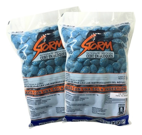 Veneno Ratas Ratones Pastilla Azul Storm 2 Kg