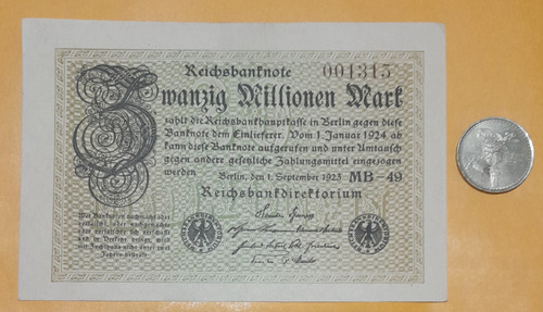 Billete De 20 Millones De Marcos, Alemania, Año 1923