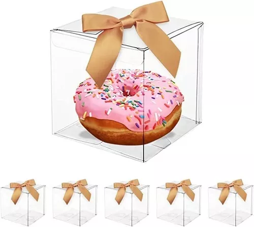 COMFECTO Clear Boxes for Favors 4x4x4, 50 pcs Transparent Giftbox for  Macaron Cupcake Candy Cookies Ornament GiftsWedding Party Baby Shower,  Single