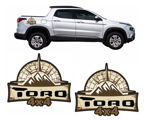 Par Adesivos Fiat Toro 4x4 Faixa Lateral Montangas Caçamba