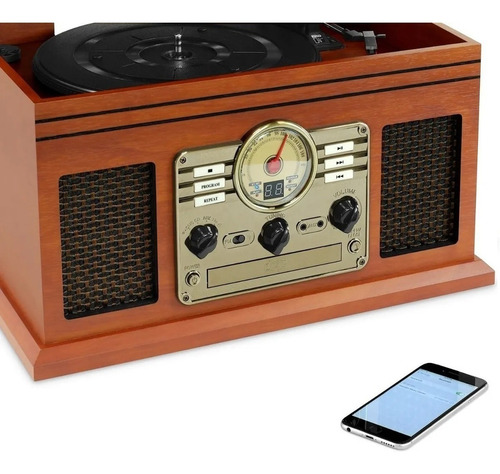 Imagen 7 de 7 de Vitrola Tocadisco 8en1 Acetato Vinilo Cd Casset Radio Usb Bt