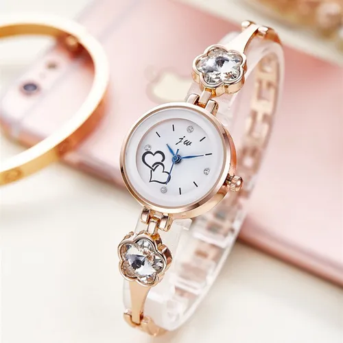 Reloj De Pulso Para Mujer Con Piedras Diseño Formal Y Casual Correa Rosado Piedras Transparentes