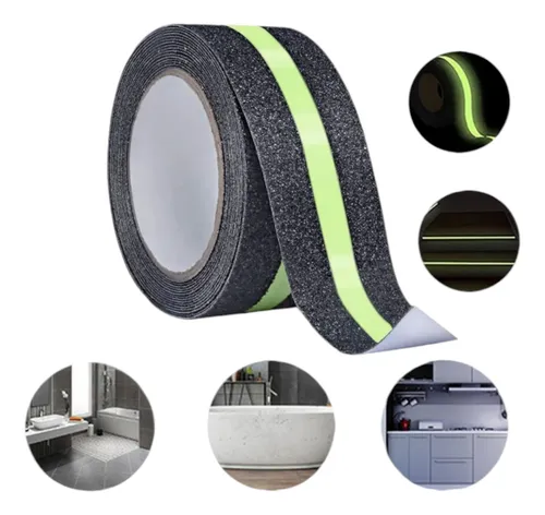 Cinta Antideslizante Negra Con Fluorescente - 50mm X 5mts.