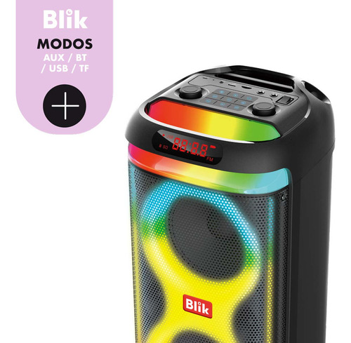 Parlante Bluetooth Karaoke Blik Lightmax6 Rgb Portatil