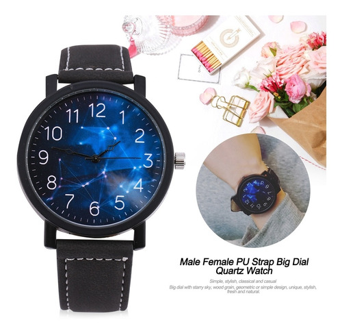 Reloj De Esfera Grande Para Mujer Y Hombre, Pulsera De Cuarz