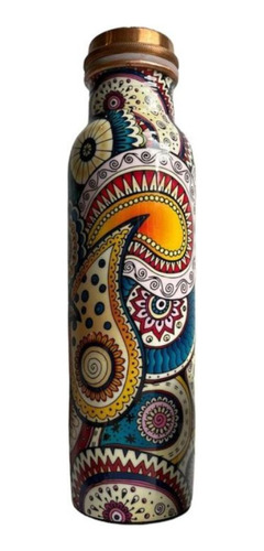 Botella Mándala Hecha En Cobre Puro India 900 Ml Ayurveda