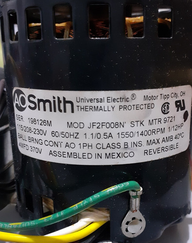 Imagen 2 de 2 de Motor Ventilador 1/12 1/15 1/120 Hp 110 220v 1550rpm Aosmith
