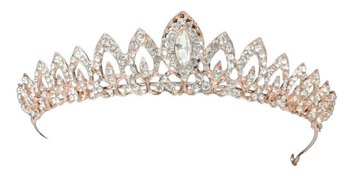 Tiara Tocado Corona Cristal Oro Rosa Novia Xv Coronación