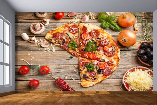 Adesivos De Parede Alimento Pizza Pizzaria 3d M² Al143