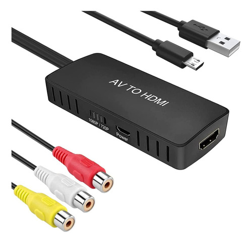 Ruipuo Convertidor Rca A Hdmi Convertidor Av A Hdmi Adaptado