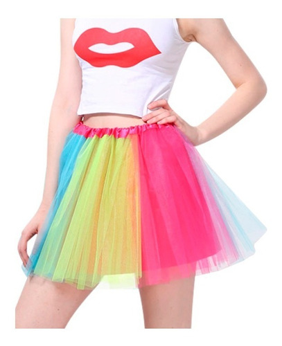 Tutu Colores Bailarina Falda Disfraz Fantasía Mujer Adulto