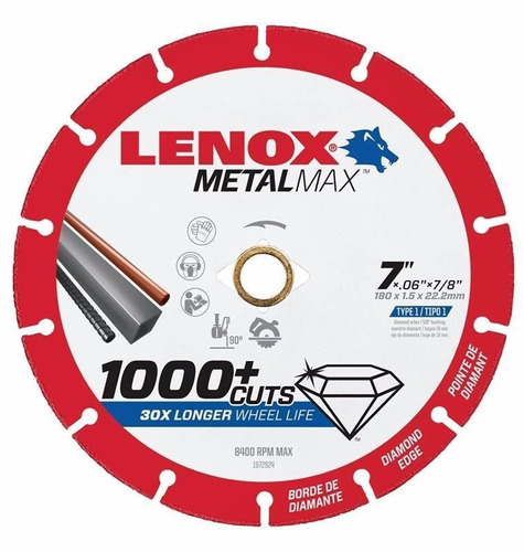 Disco De Corte Lenox Metalmax 7'' Diamantado Para Metal