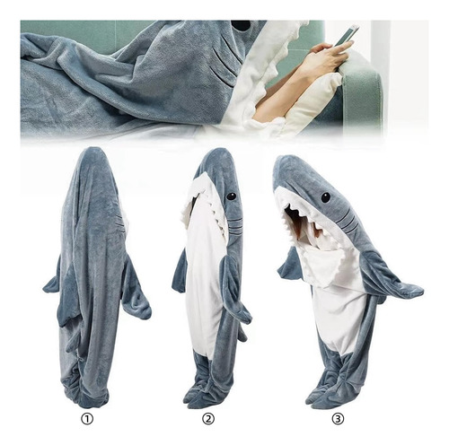 Manta Tiburón Con Capucha Adultos Portátil Suave Franela Sgris Diseño