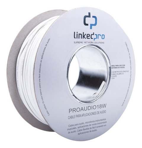 Cable De Audio 2 Hilos Cal.18 Linkedpro Blanco Pro-audio-18w