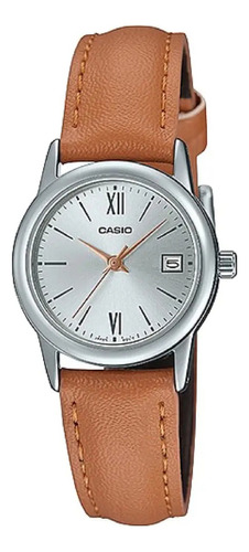 Reloj Para Mujer Casio Ltp-v002l-7b3udf Café Color de la correa Marrón