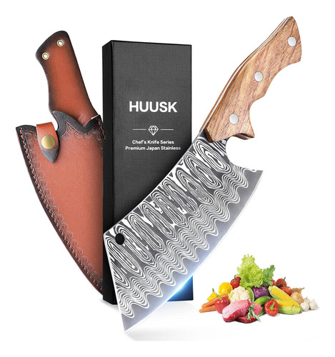 Huusk Cuchillo Japonés, Cuchillo De Carnicero Forjado A Mano