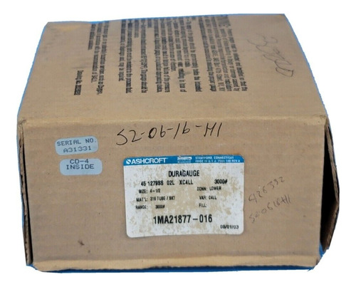 Nib Ashcroft 451279ss02l3000# Duragauge 1ma21877-016 Ccs