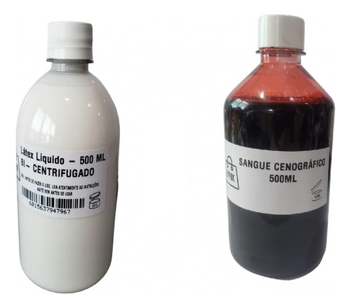 Kit Sangue Falso 500ml + Látex 500ml - Festa/cosplay