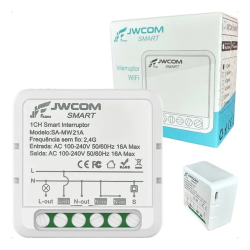 10 Relés Mini Inteligente Wi-fi 16a Tuya Smart Jwcom Atacado