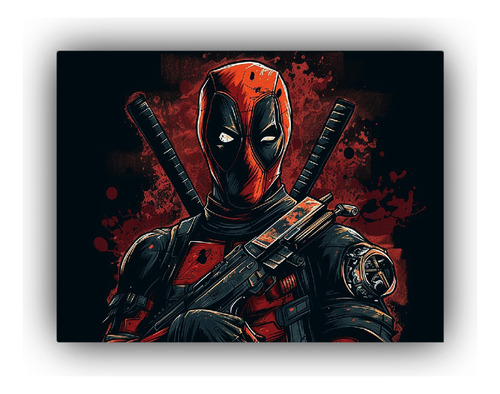 Arte De Pared Patron Intenso Deadpool Llamativo 45x30cm