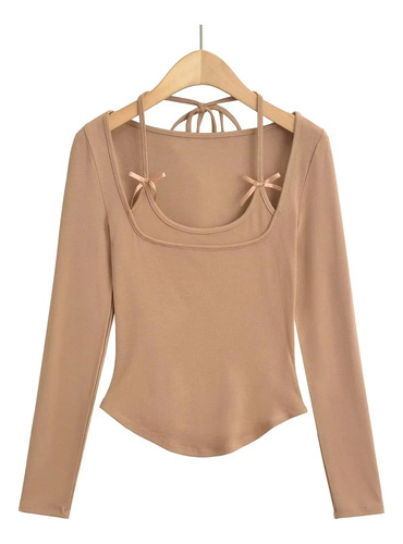 Top Halter Con Lazo, Corte Ajustado, Fibra De Viscosa