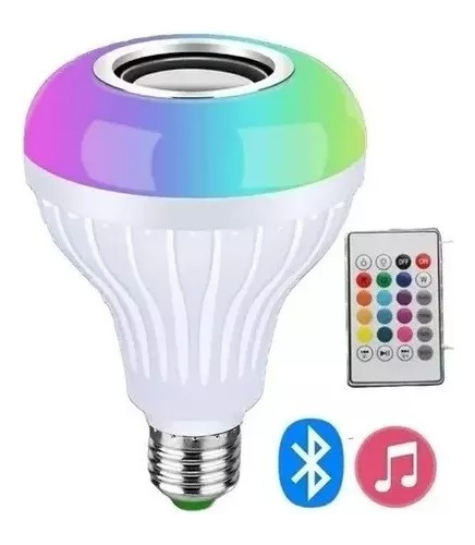 Bombillo Con Corneta Musica Luz Led Bluetooth Sonido Control