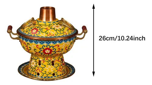 Cloisonne Hot Pot Cooking Pot Chafing Dish Kitchen Yellow