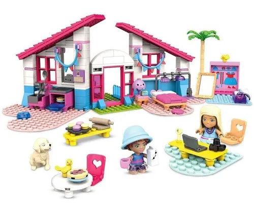 Blocos De Montar Casa Da Barbie Em Malibu - 303 Peças