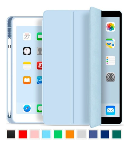 Capa iPad 7a Geração 10.2 Wb Slim Com Compart. P/pencil Cor Azul