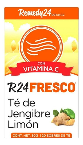 Té De Jengibre Remedy 24 Fresco Limón Con Vitamina C 20 Sobr